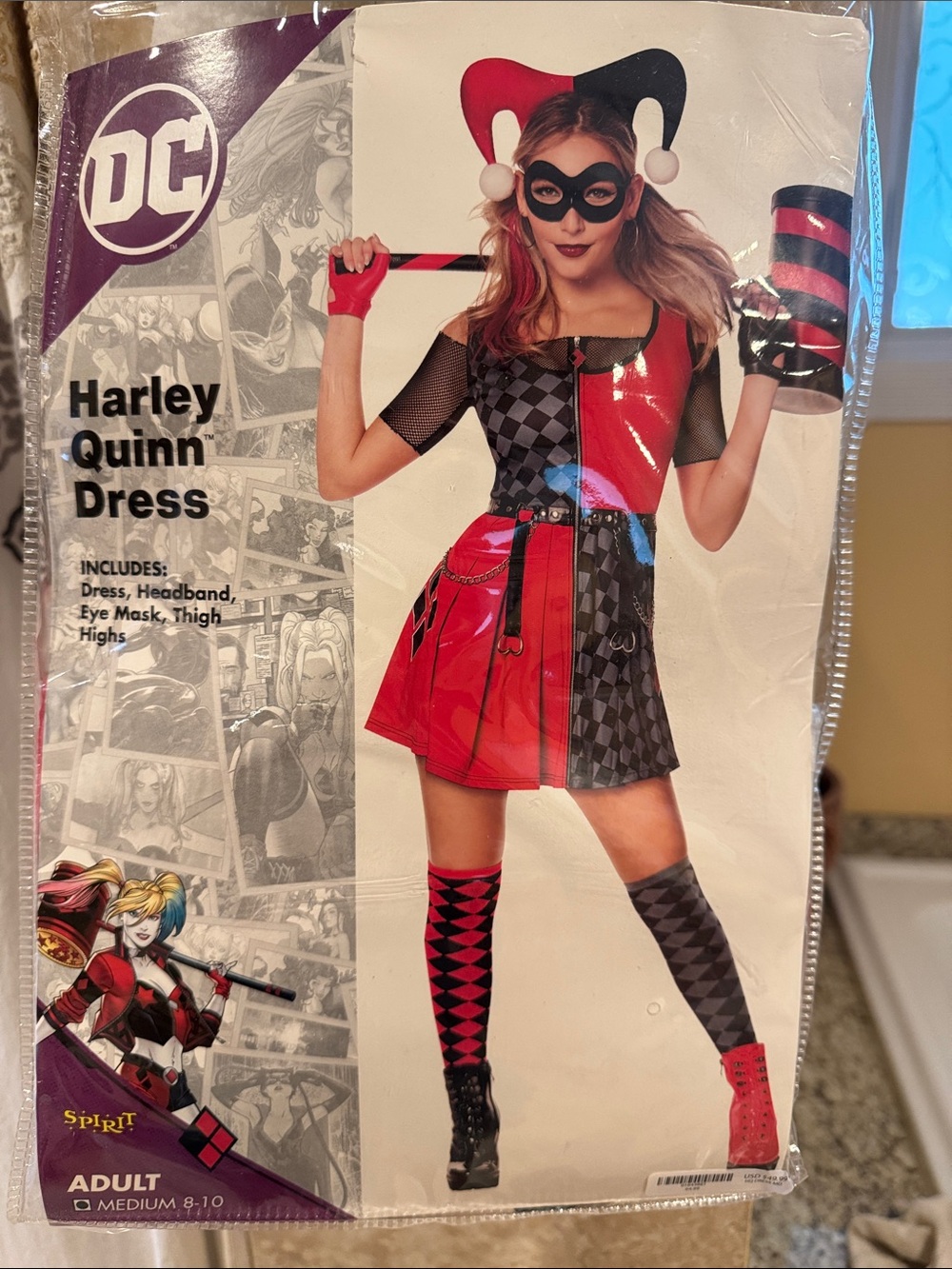 DC Harley Quinn Red and Black Two-Tone Dress Costume